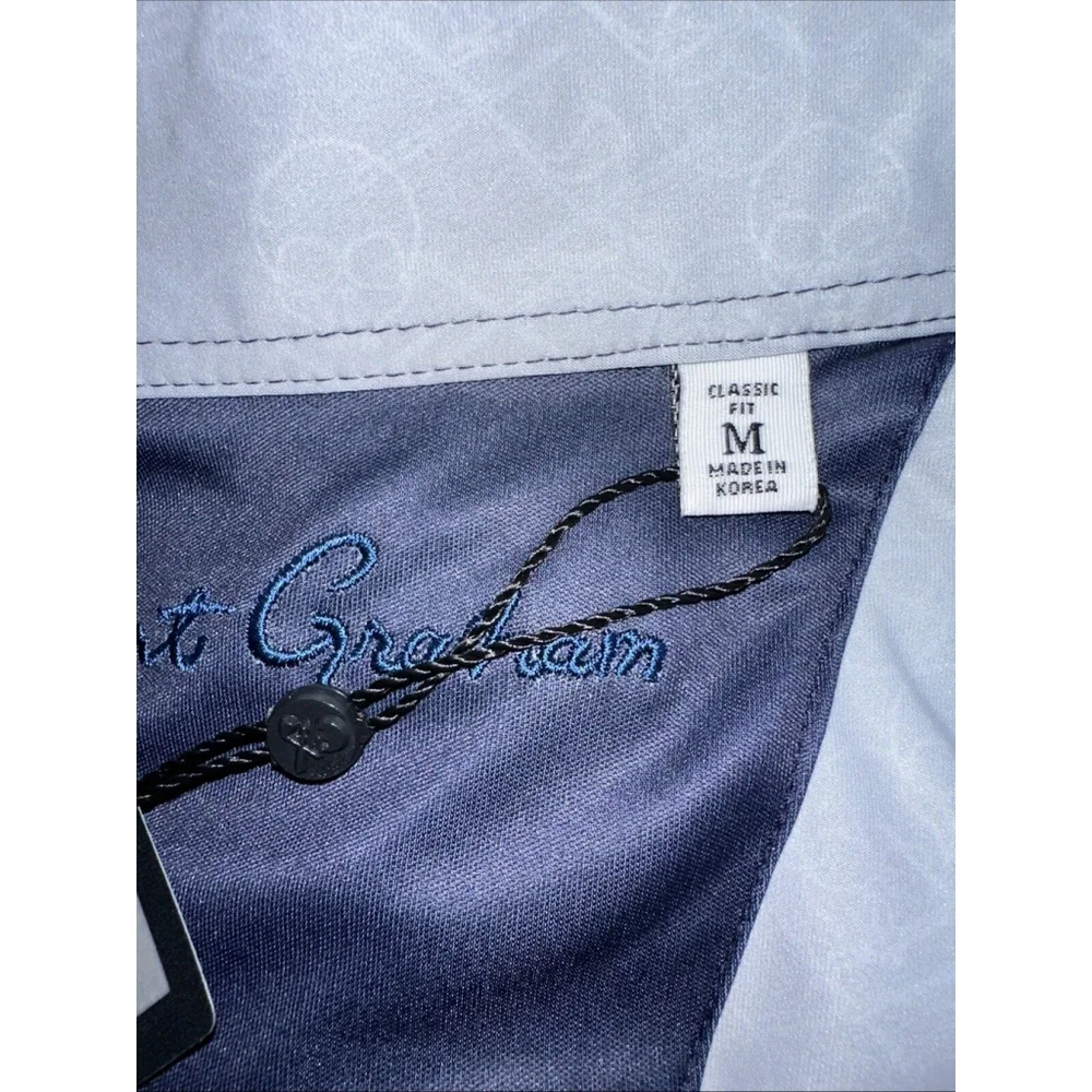 Robert Graham Clubhouse Mens Medium Iron Skull Classic Quarter Zip Blue Pullover